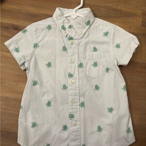 “ Boys turtle short sleeve button down shirt”